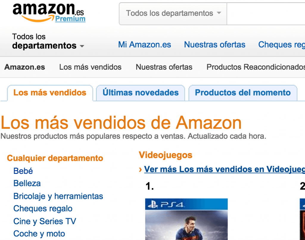 Amazon productos más vendidos