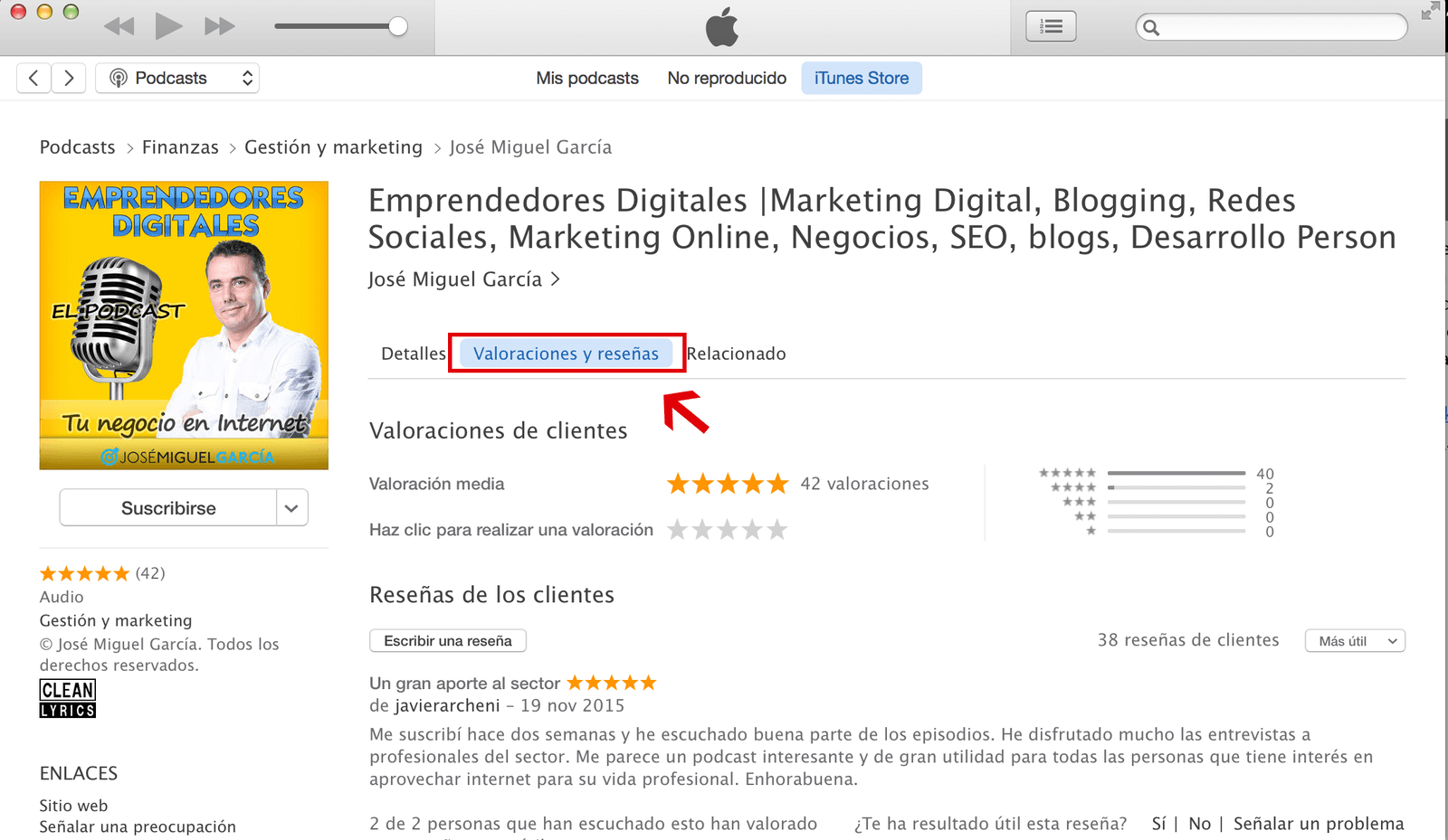 Valoraciones y reseñas en iTunes
