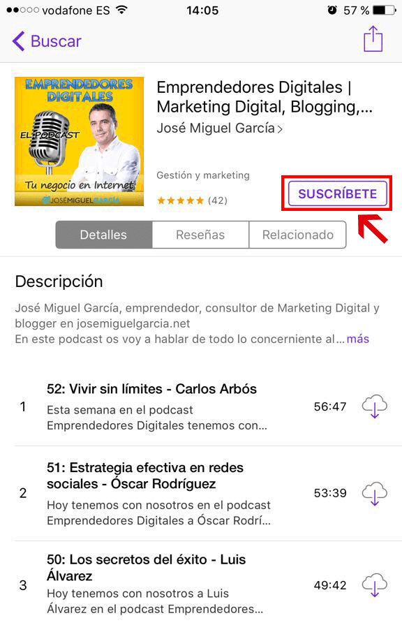 Suscribirse a iTunes en iPhone