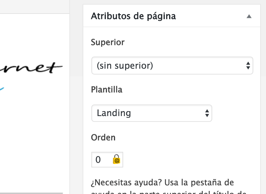 Plantilla de landing page en WordPress