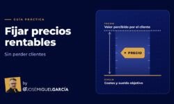 Escala con el suelo de costes, el techo de valor percibido y el precio entre ambos